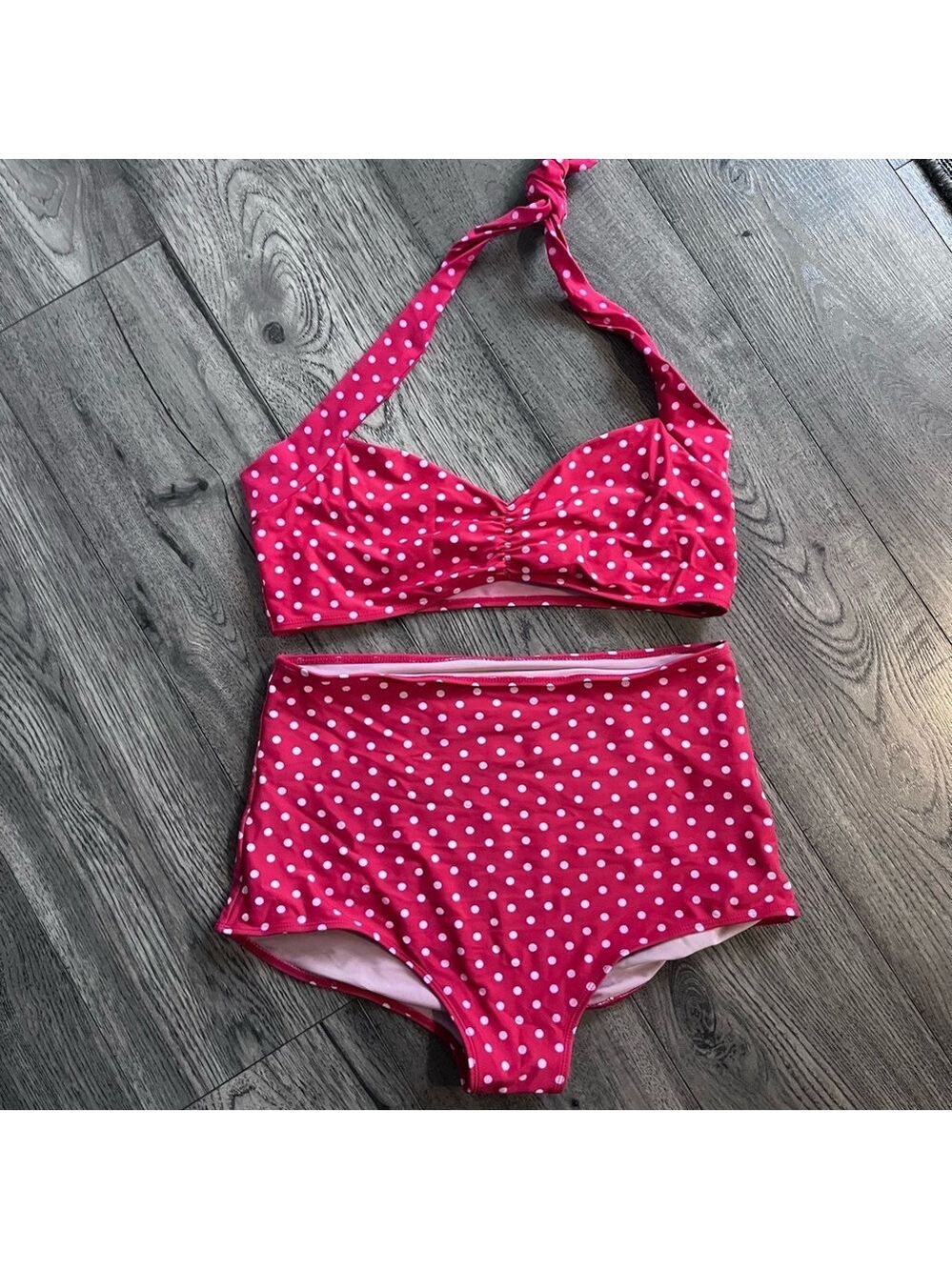Red Dolly Swimwear Retro Polka Dot Bikini Set Size L